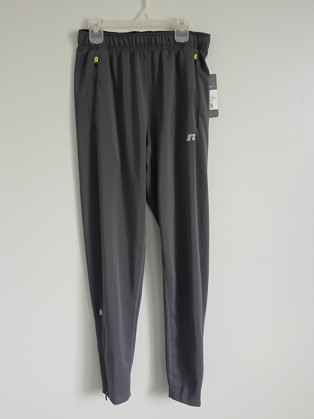 Russell Athletic Men's Black Athletic Track Pants with Neon Accents